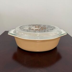 VTG Pyrex Floral Bubbles Oval‎ Casserole Dish w/ Lid 2.5 Qt Bakeware Retro 70's